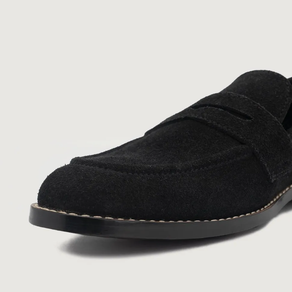 Baxton Black Suede Leather Loafers