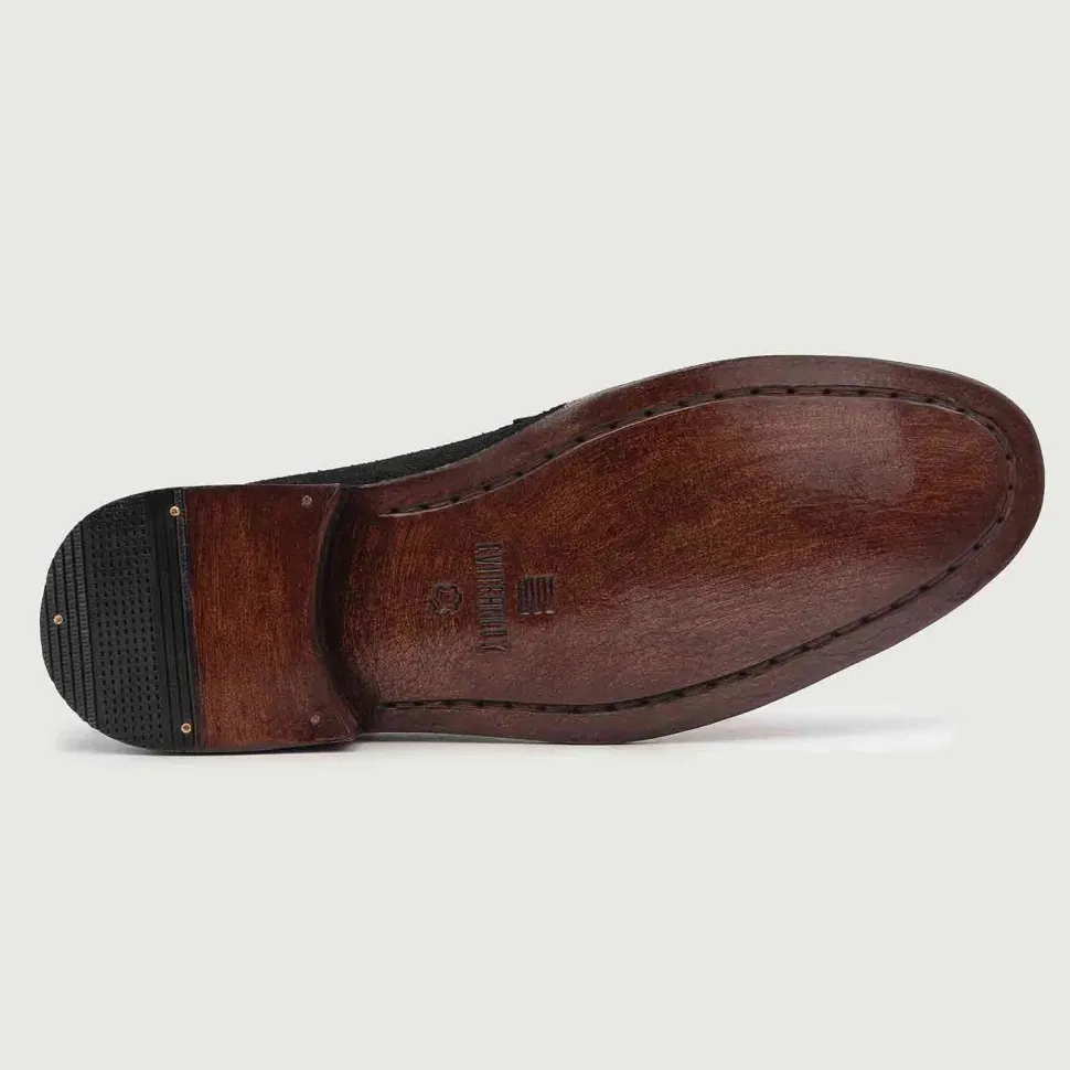 Baxton Black Suede Leather Loafers