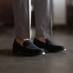 Baxton Black Suede Leather Loafers
