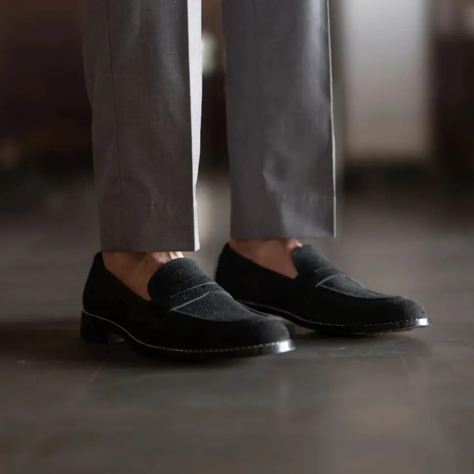 Baxton Black Suede Leather Loafers