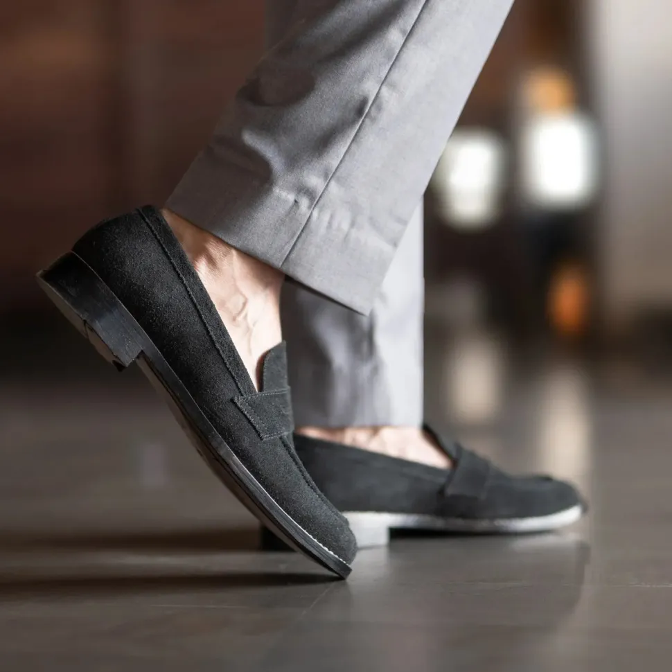 Baxton Black Suede Leather Loafers