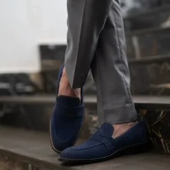Baxton Blue Suede Leather Loafers