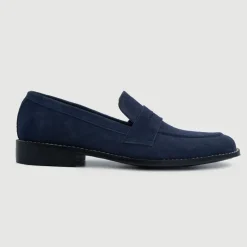 Baxton Blue Suede Leather Loafers