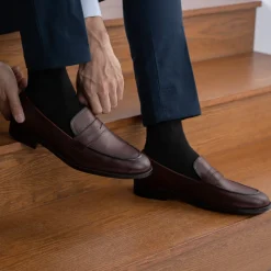 Baxton Burnished Brown Leather Loafers