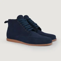 Bearman Moc Toe Blue Suede Boots