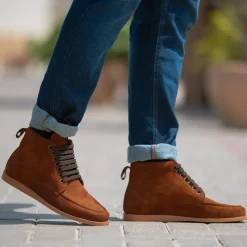 Bearman Moc Toe Brown Suede Boots