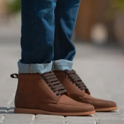 Bearman Moc Toe Pull-up Brown Leather Boots