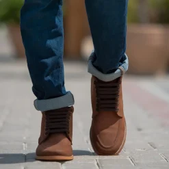 Bearman Moc Toe Pull-up Brown Leather Boots