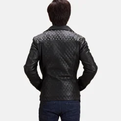 Black Studded Leather Biker Jacket