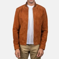 Blain Brown Suede Bomber Jacket