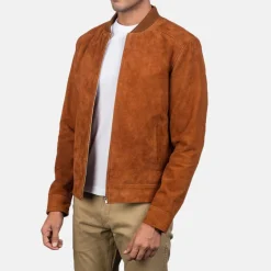 Blain Brown Suede Bomber Jacket