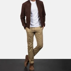 Blain Mocha Suede Bomber Jacket