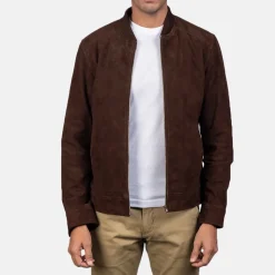 Blain Mocha Suede Bomber Jacket