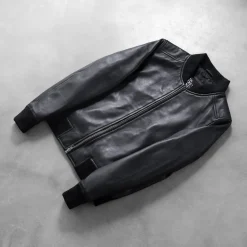 Bliss Black Leather Bomber Jacket
