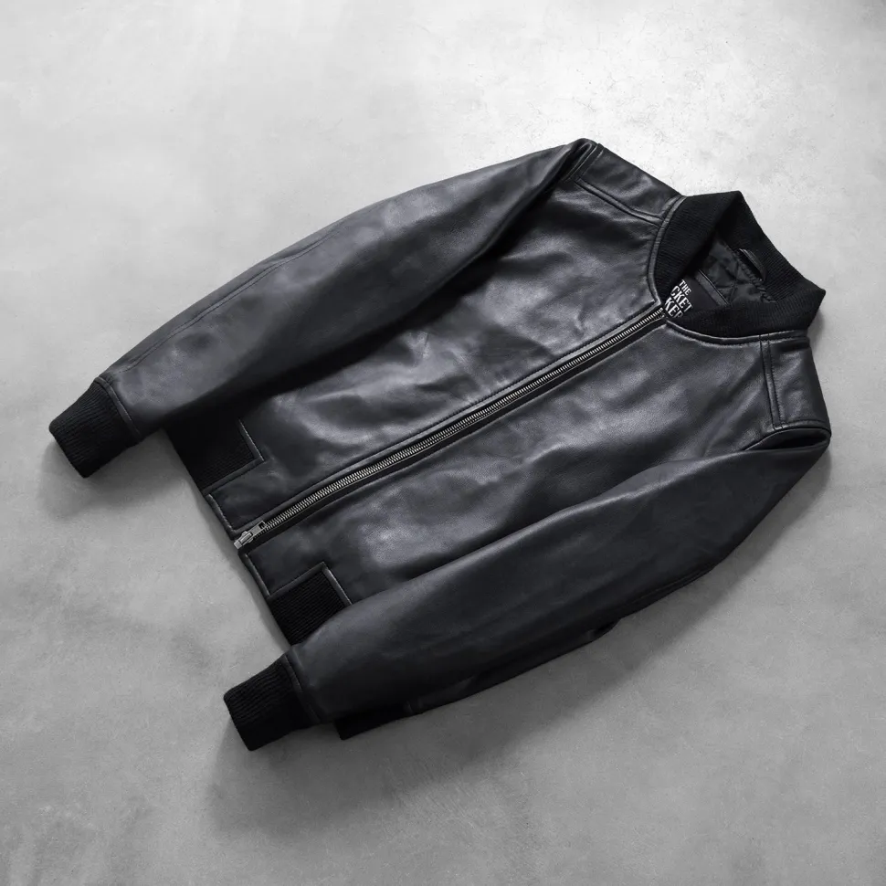 Bliss Black Leather Bomber Jacket
