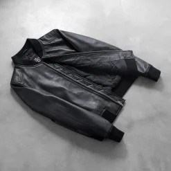 Bliss Black Leather Bomber Jacket