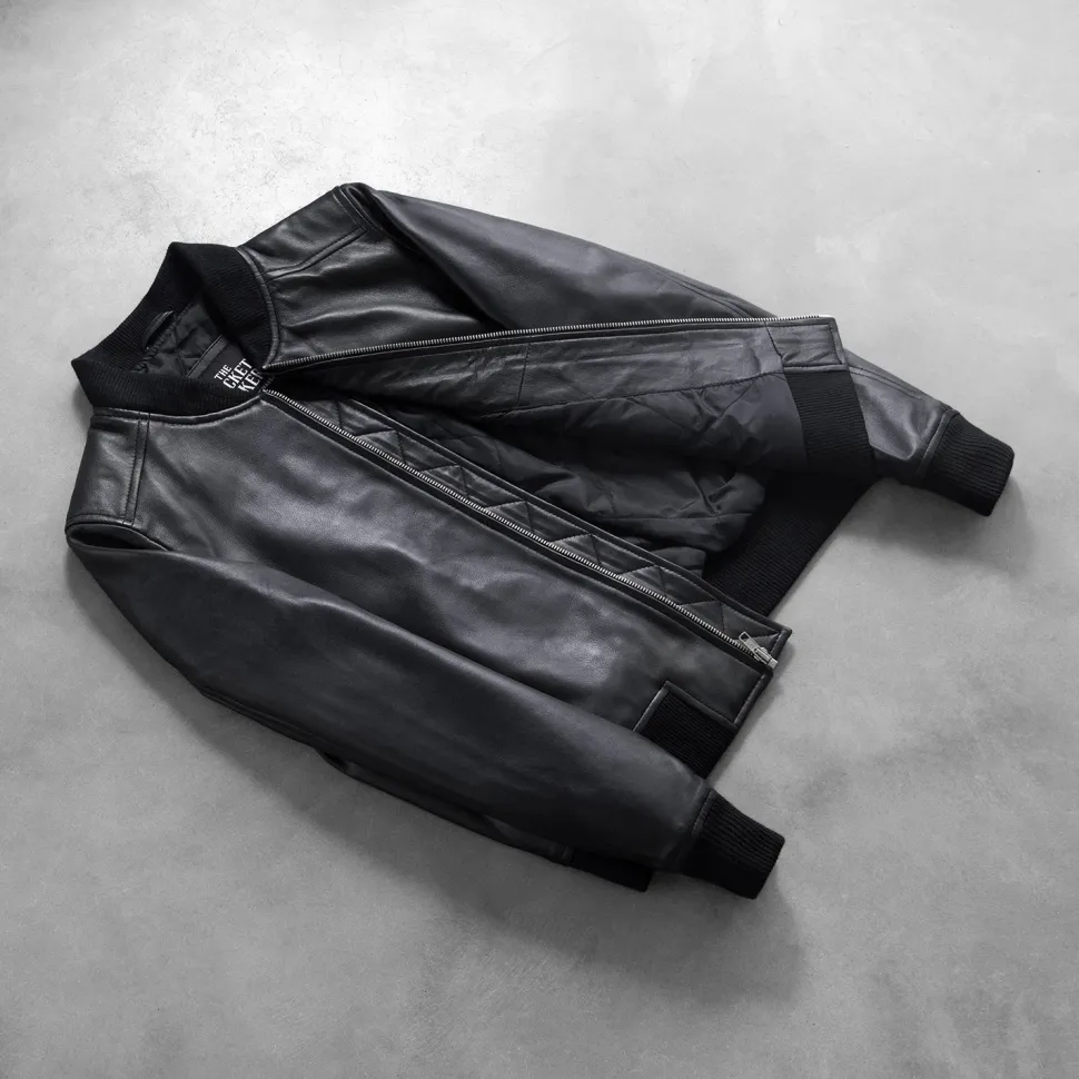 Bliss Black Leather Bomber Jacket