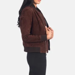Bliss Brown Suede Bomber Jacket