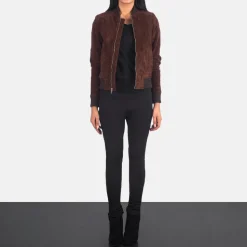 Bliss Brown Suede Bomber Jacket