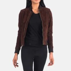 Bliss Brown Suede Bomber Jacket