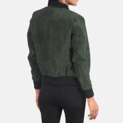 Bliss Green Suede Bomber Jacket