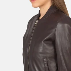 Bliss Maroon Leather Bomber Jacket