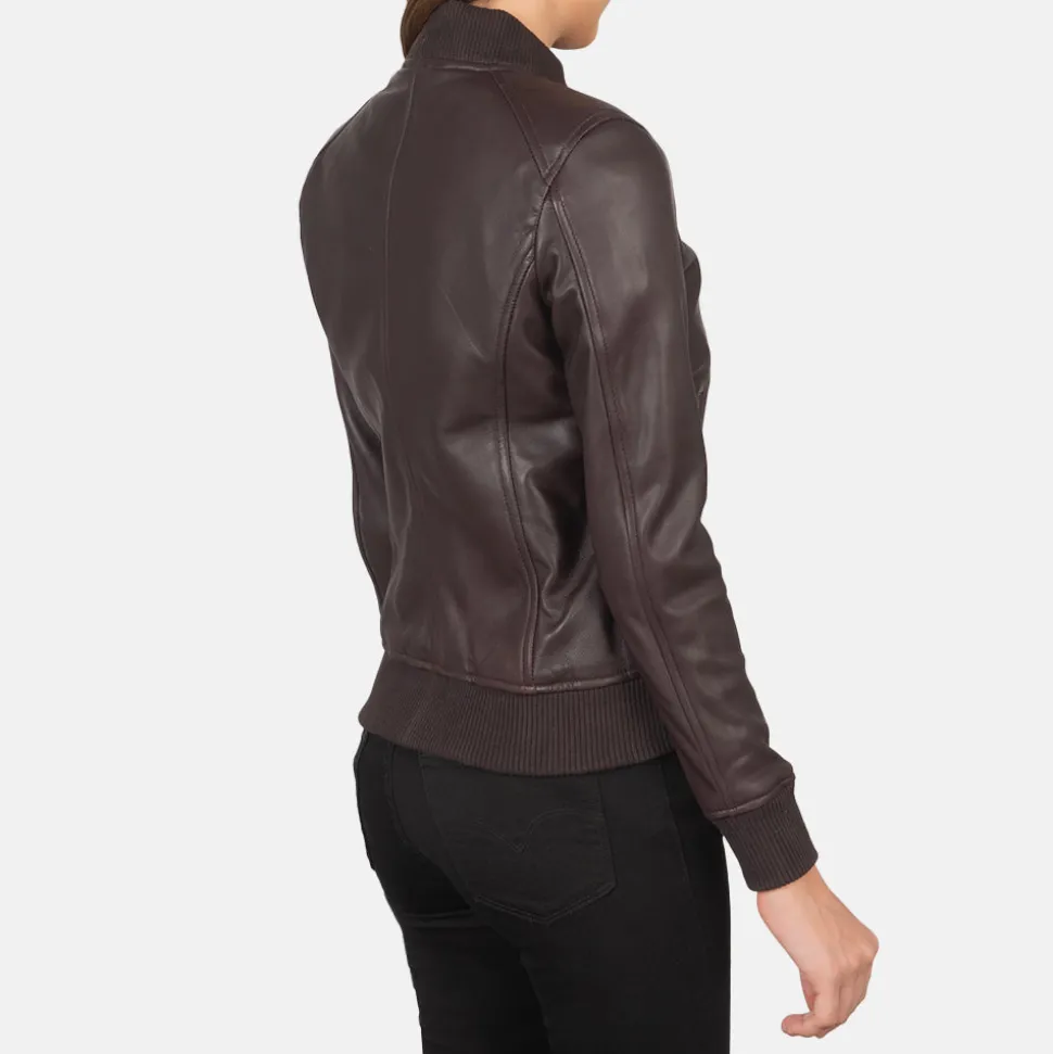 Bliss Maroon Leather Bomber Jacket