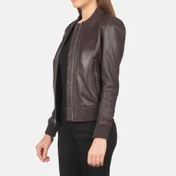 Bliss Maroon Leather Bomber Jacket