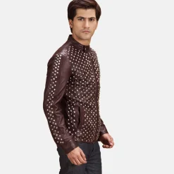 Blix Bono Maroon Leather Biker Jacket