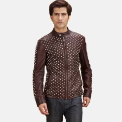 Blix Bono Maroon Leather Biker Jacket