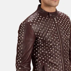 Blix Bono Maroon Leather Biker Jacket