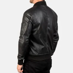 Bomia Ma-1 Black Leather Bomber Jacket