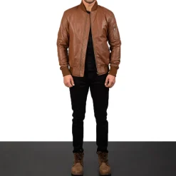 Bomia Ma-1 Brown Leather Bomber Jacket