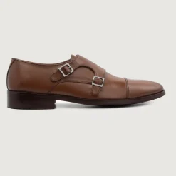 Boston Double Monk Strap Brown Leather Shoes