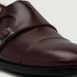 Boston Double Monk Strap Maroon Leather Shoes
