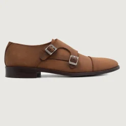 Boston Double Monk Strap Oil Pull-up Brown Leather Shoes