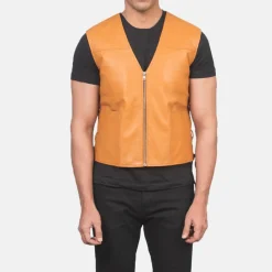 Brandon Tan Brown Leather Vest