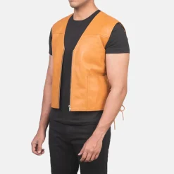 Brandon Tan Brown Leather Vest
