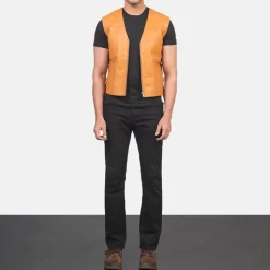 Brandon Tan Brown Leather Vest