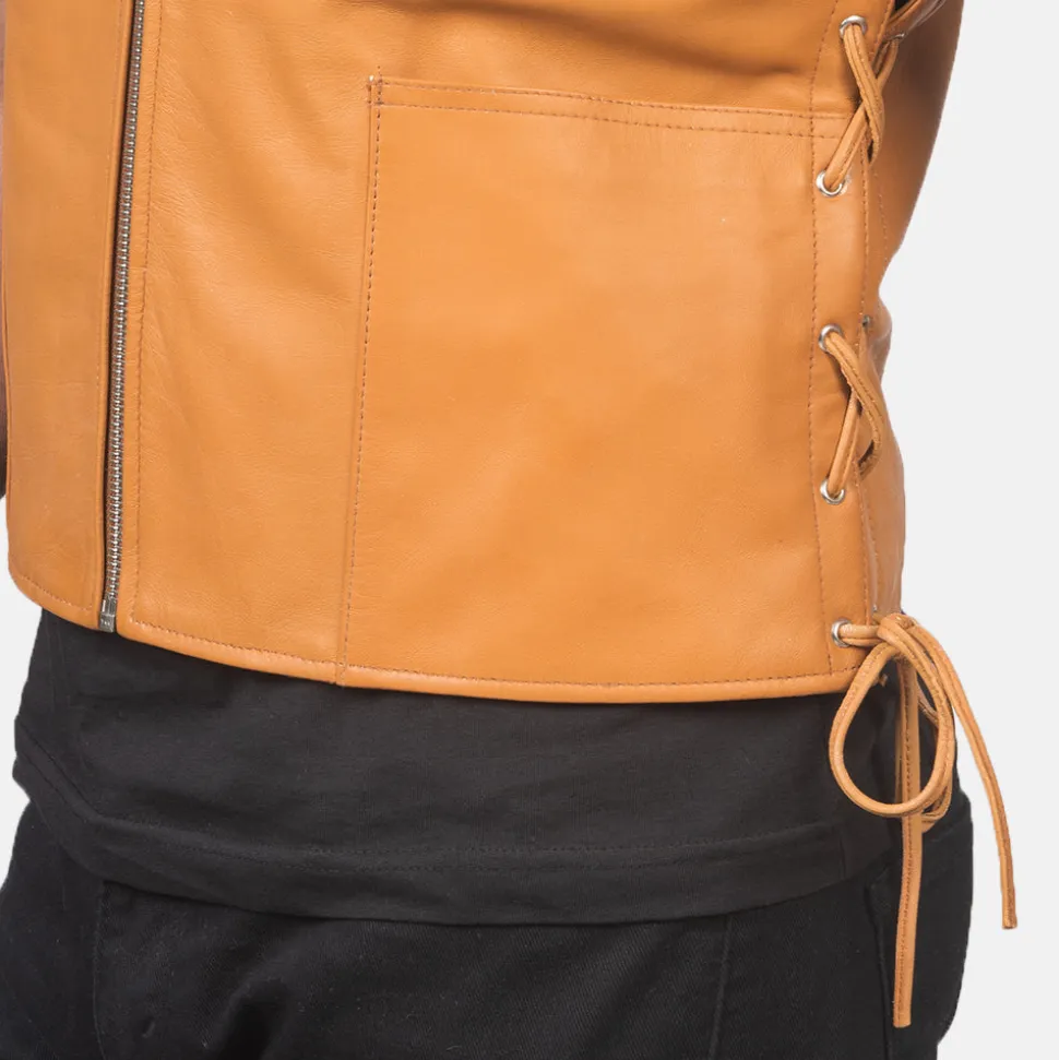 Brandon Tan Brown Leather Vest