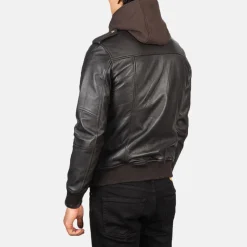 Bravado Brown Hooded Leather Bomber Jacket