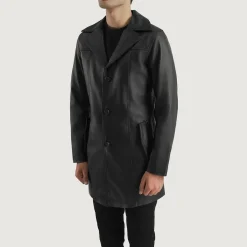 Brawnton Black Leather Coat