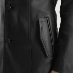 Brawnton Black Leather Coat