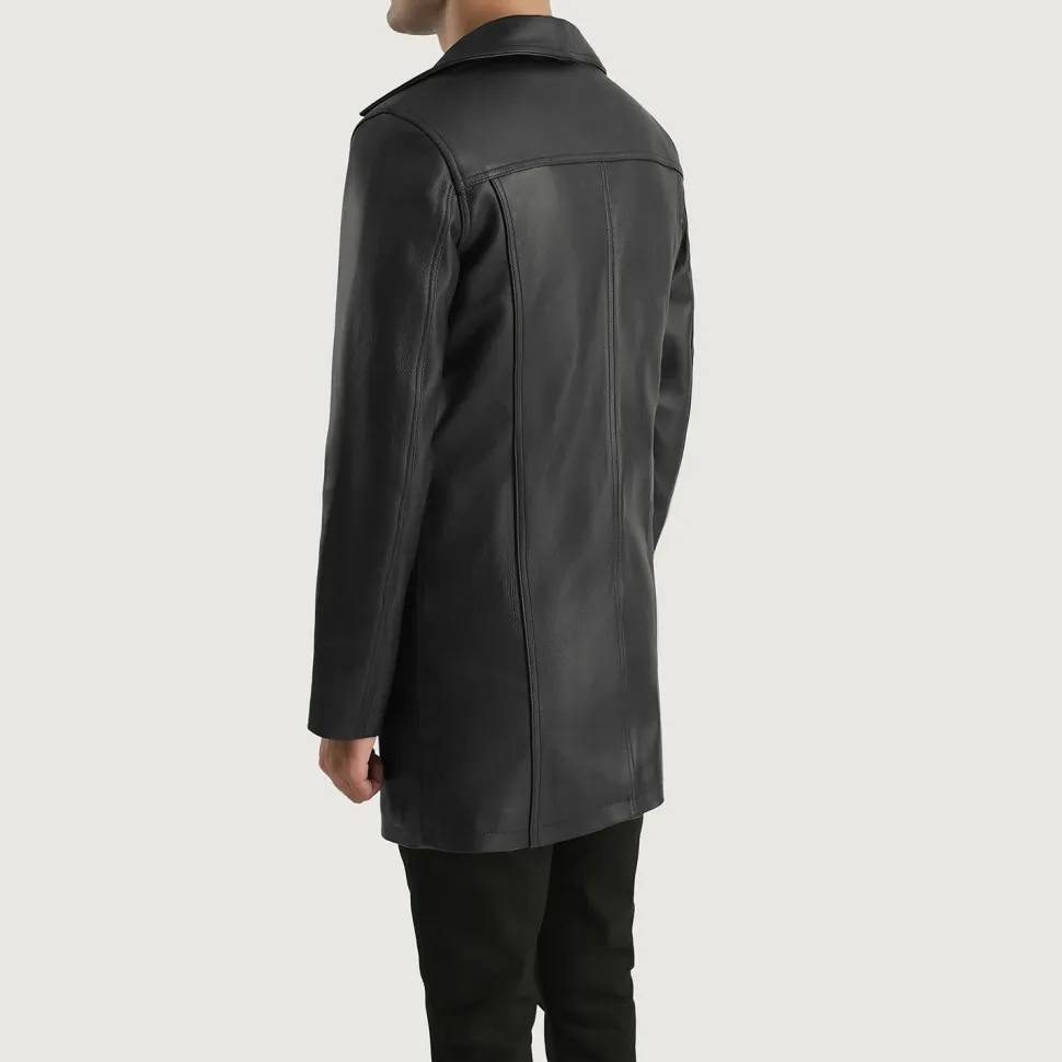 Brawnton Black Leather Coat