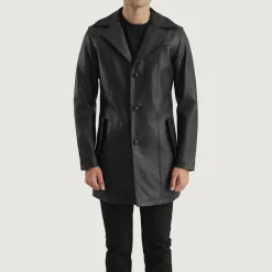 Brawnton Black Leather Coat