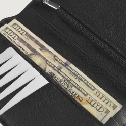 Cameron Black Leather Long Wallet