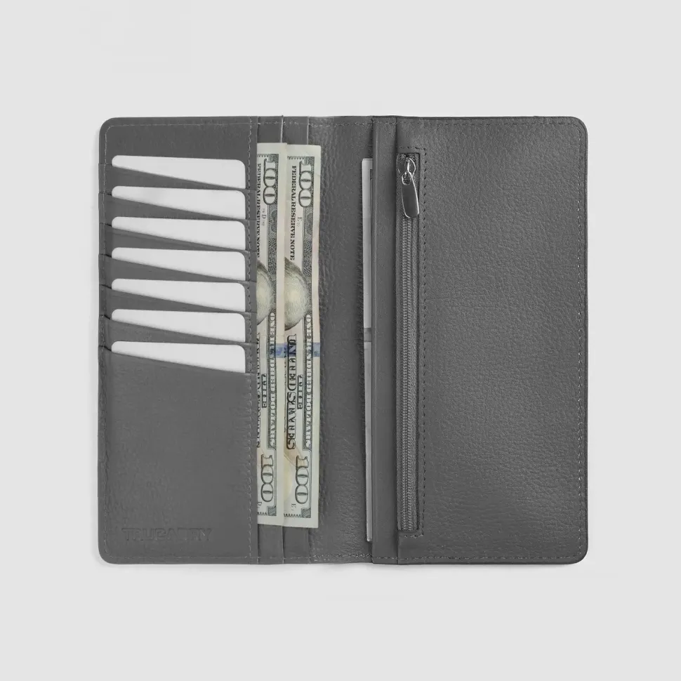 Cameron Grey Leather Long Wallet