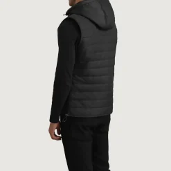Carlo Black Hooded Puffer Vest