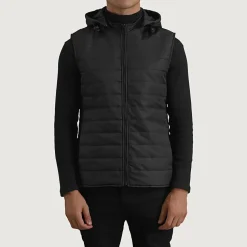 Carlo Black Hooded Puffer Vest