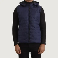 Carlo Blue Hooded Puffer Vest